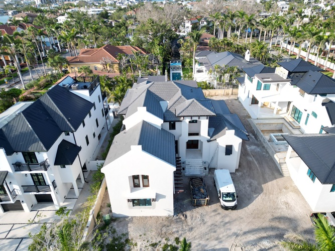 overhead view of a residential roof after installation